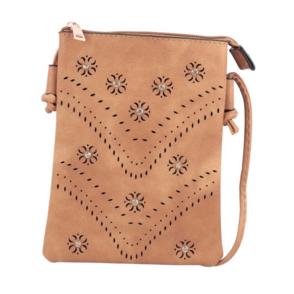 Faux Leather Crossbody Rhinestone Purse - Picture 2 of 2